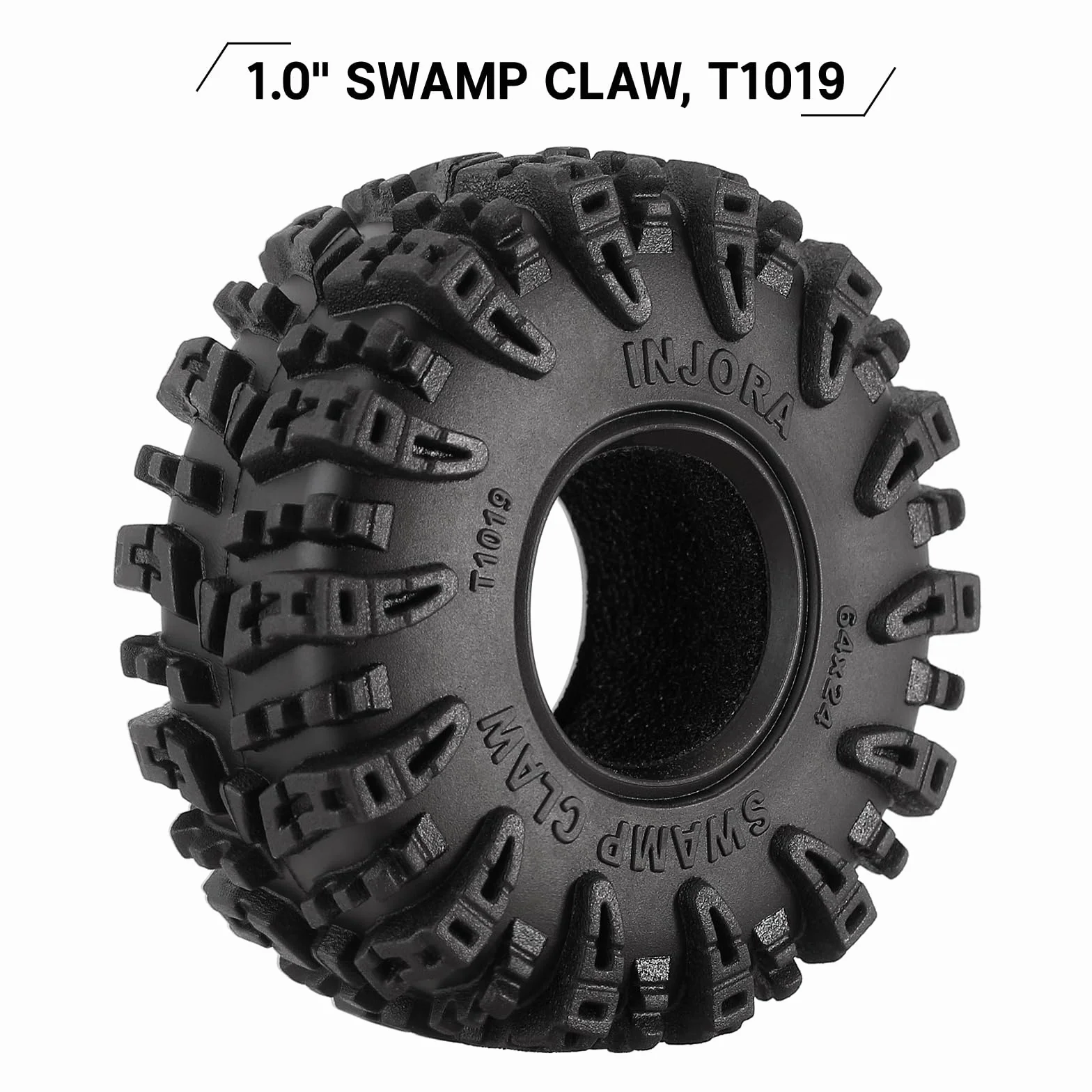INJORA 1.0 Pneumatici - S5 Swamp Claw Mud Terrain Pneumatici per TRX4M AX24 SCX24 FCX24 1/18 1/24 RC Crawler Auto, 64 * 24mm,T1019