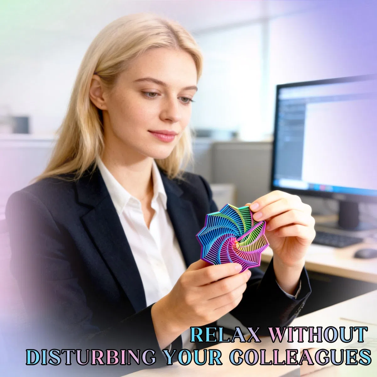 Fidget Star, stella frattale espansa stampata in 3D con manico, spirale rotante esagonale di decompressione, gadget multi-sfaccettato per alleviare lo stress, illusione visiva ornamenti a spirale