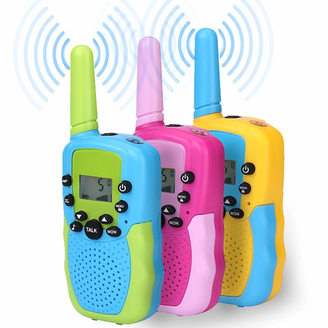 NK Set di 3 Walkie-Talkie per Bambini di 4 5 6 7 8 9 Anni (Batterie Incluse) - Lunga Distanza 3km, Display LED, 22 Canali, Giocattolo per Bambini con Torcia, Regalo di Natale Compleanno (3 unità)