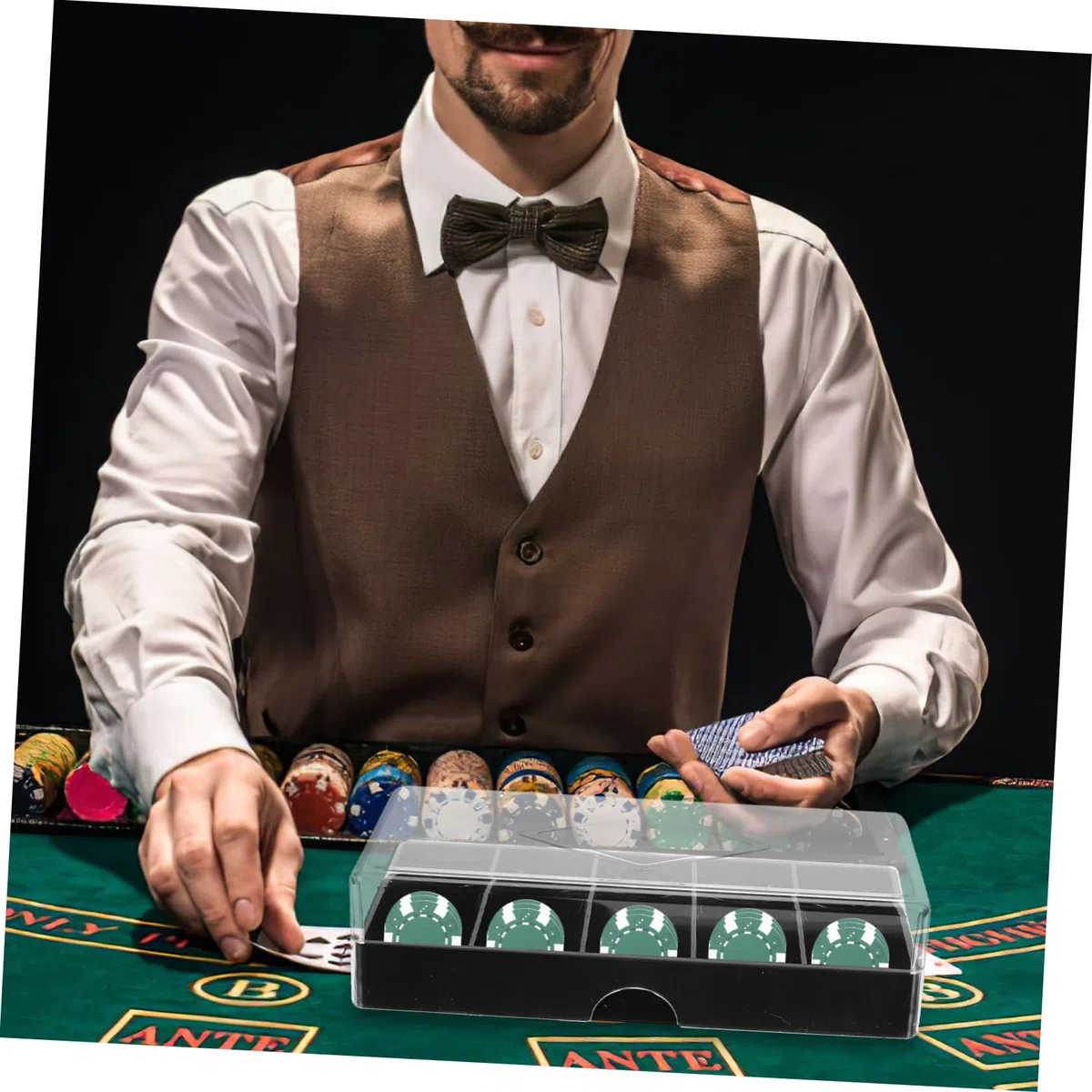 TOYANDONA Porta Fiches Poker Trasparente in Acrilico Custodia Professionale Multiuso Capacità Per Chip e Piccoli Oggetti Organizer Da Tavolo Per Uso Domestico e Tornei