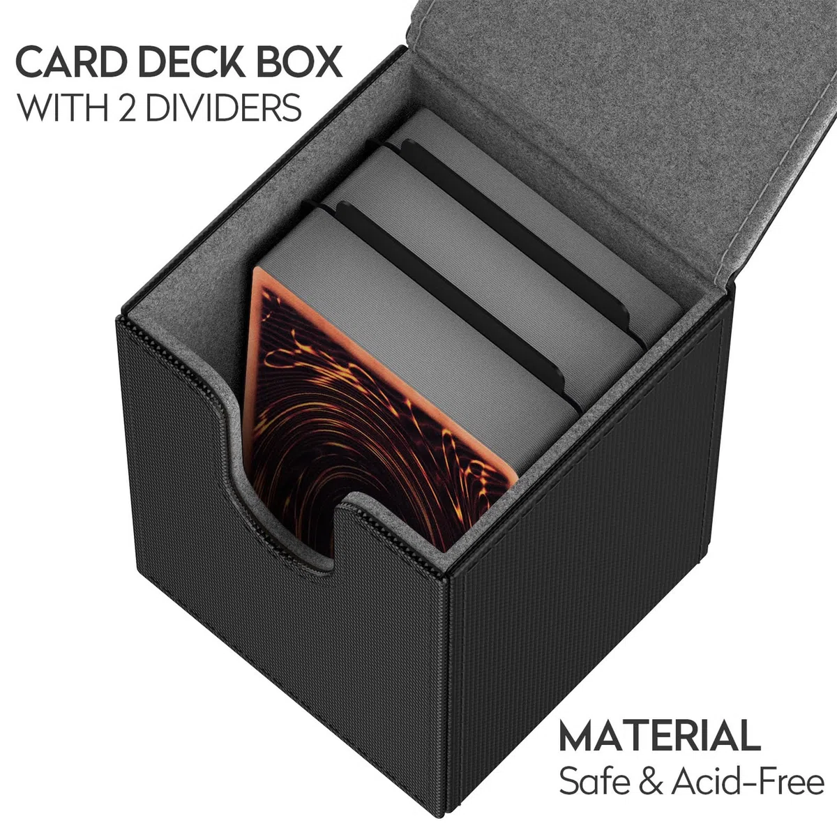 Scatola Box Porta Carte per TCG Carte, con 2 Piastra di Partizione-Contiene fino a 100+ carte-Magnetic Flip Deck Box (Spellbind-Nero)