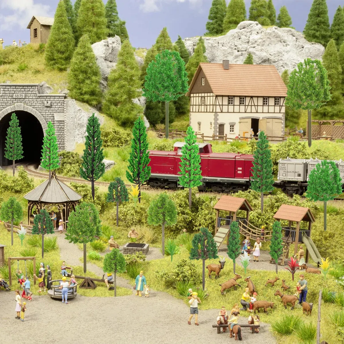 42 Pezzi Alberi Modellismo Alberi Modello Misto per Paesaggio DIY Architettura Modellismo Ferroviario Decorazione da Giardino in Miniatura