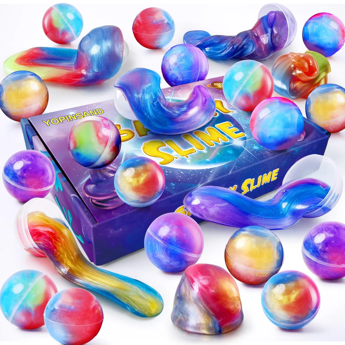 Galaxy Slime Kit, 24 palline di slime per bambini, elastico e non appiccicoso, Jouet pour garçons et Filles de 5 à 12 Ans