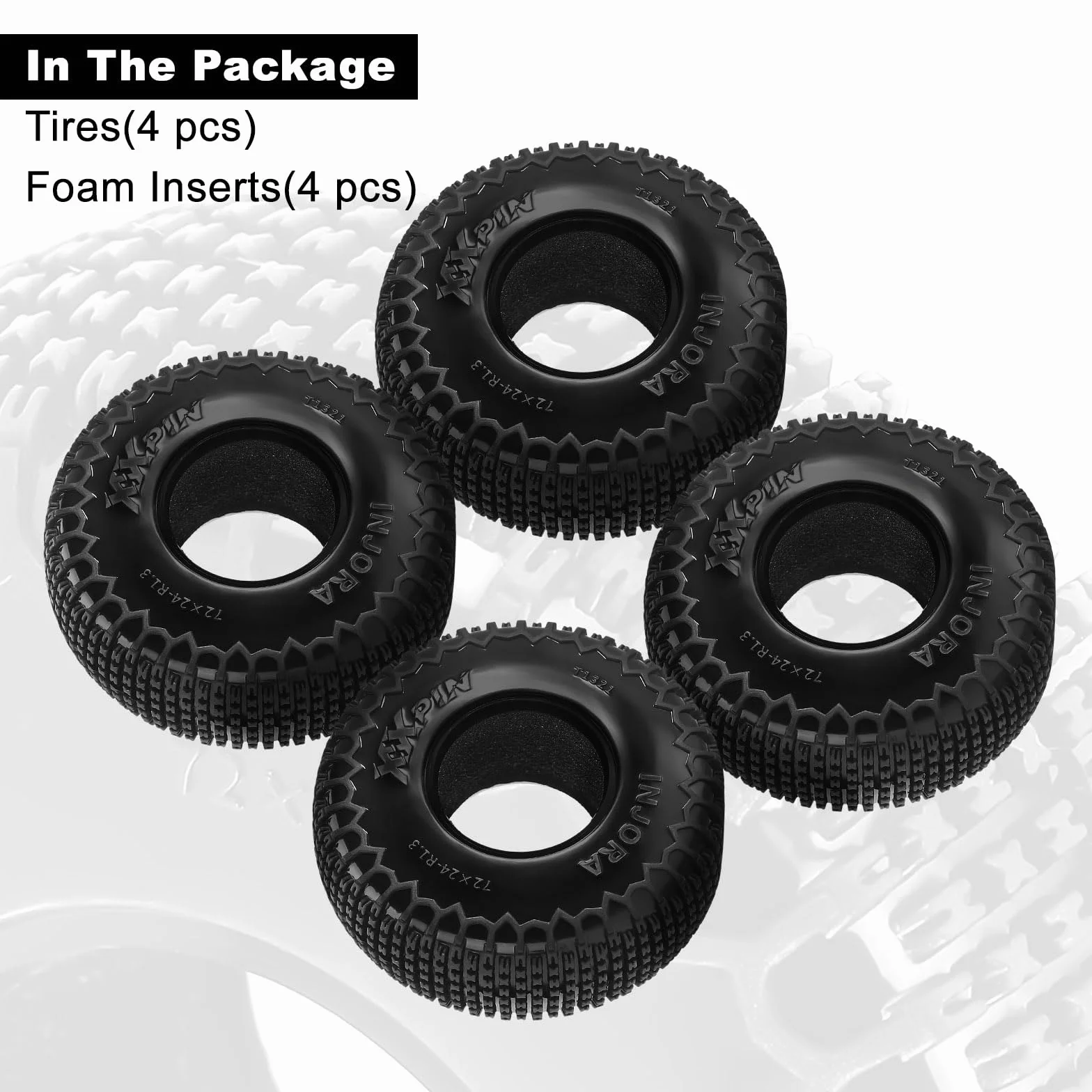 INJORA Pneumatici Pin XHX da 1,3" per TRX4m SCX24, 72 * 24mm, Composto S5, 4 pezzi