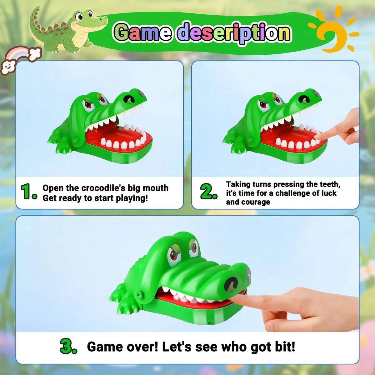 Gioco del Coccodrillo Croco Doc Giocattolo Coccodrillo Denti, Azione e Abilità per di Famiglia, Metti alla Prova la Tua Fortuna, per Bambini, per Feste (L)