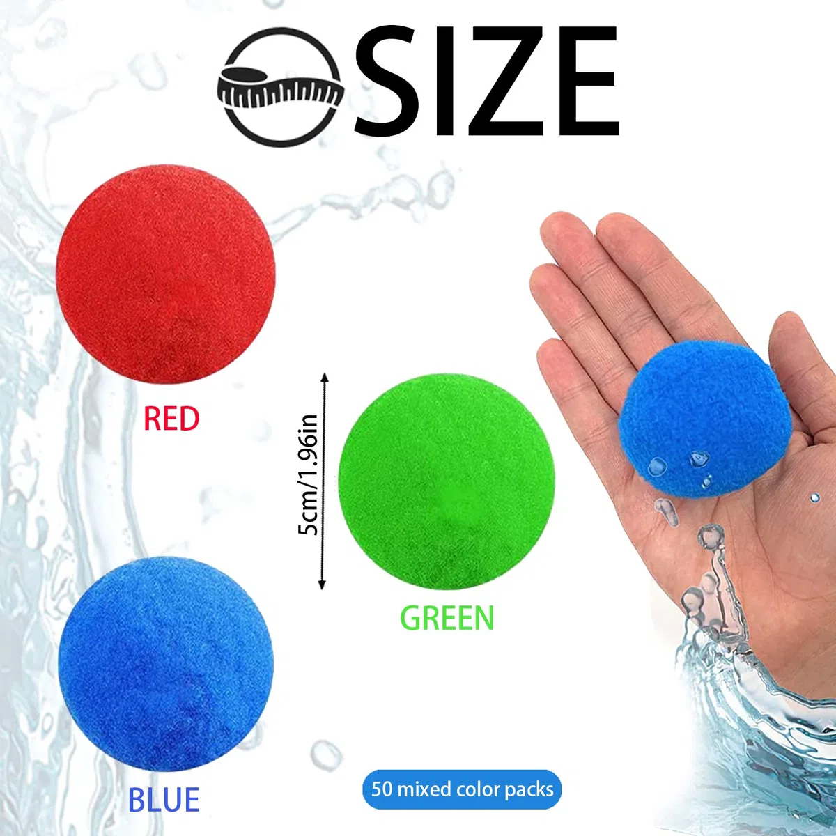 50 Pezzi Bombe d'acqua riutilizzabili, 30/40/50 Pezzi Bombe da Acqua Palloncini Facile da Riempire, Diametro 5 cm,Bombe d Acqua per Bambini,Adatti per Estivi Piscina Spiaggia Giardino Palloncini Gioco