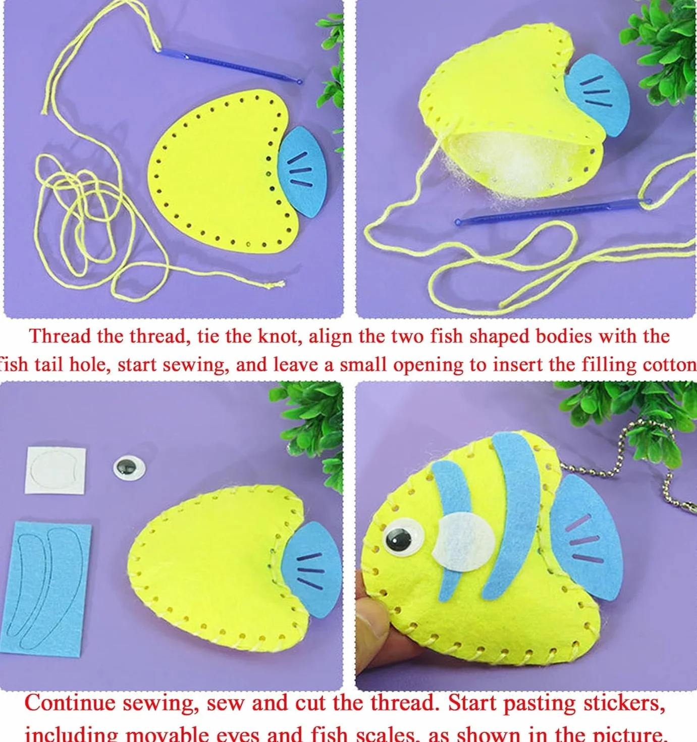WSNDM 10 Pezzi Confezione da Cucito in Feltro per Bambini, DIY Kit da Cucito di Animale per Principianti, Bambole di Ripieni Arte e Artigianato, Divertenti Ornamenti, Lavoretti Creativi(Stile casuale)