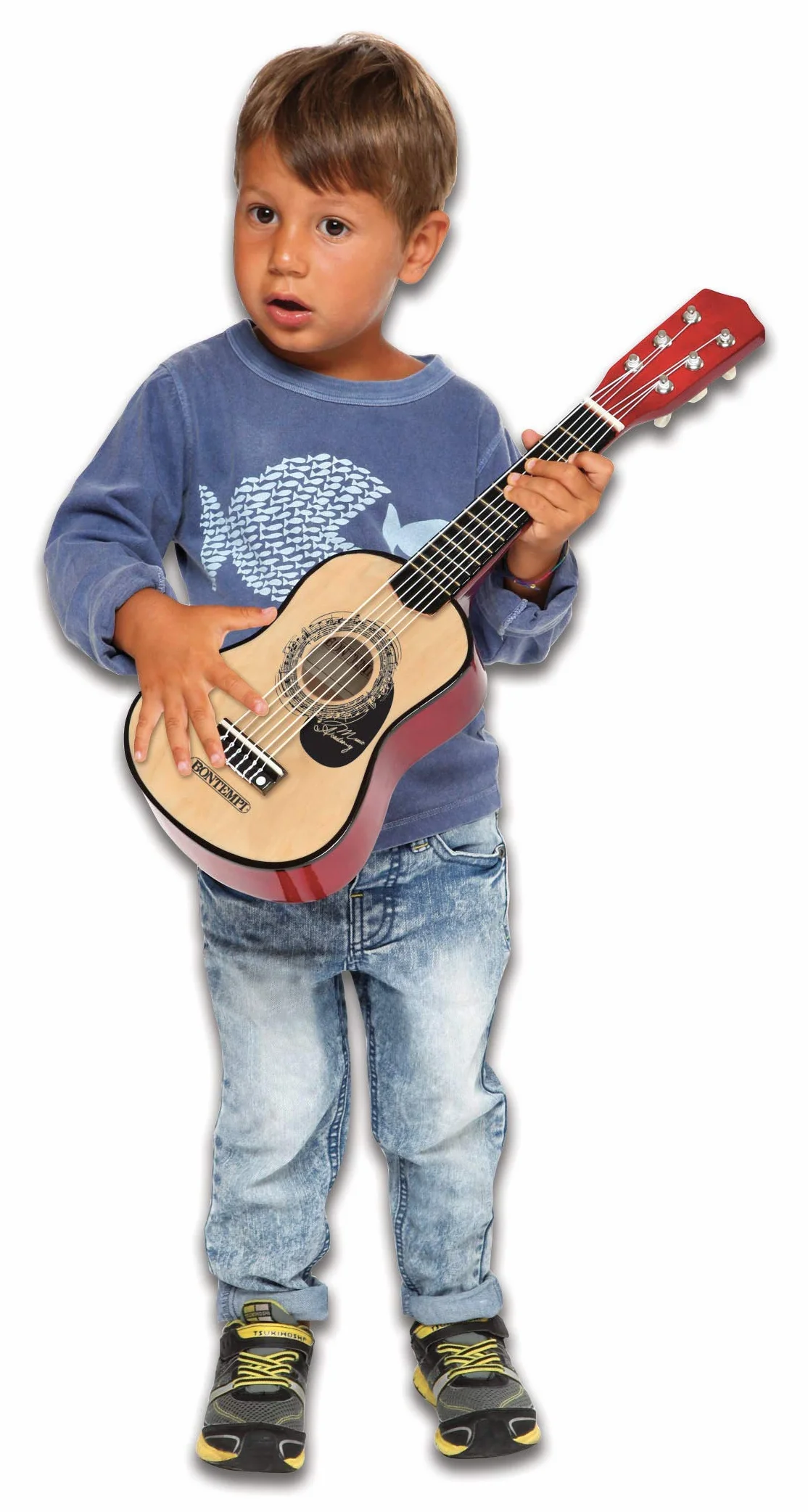 Bontempi | WoodHarmony - Chitarra Classica in Legno da 35 cm per Avventure Musicali Autentiche, Marrone
