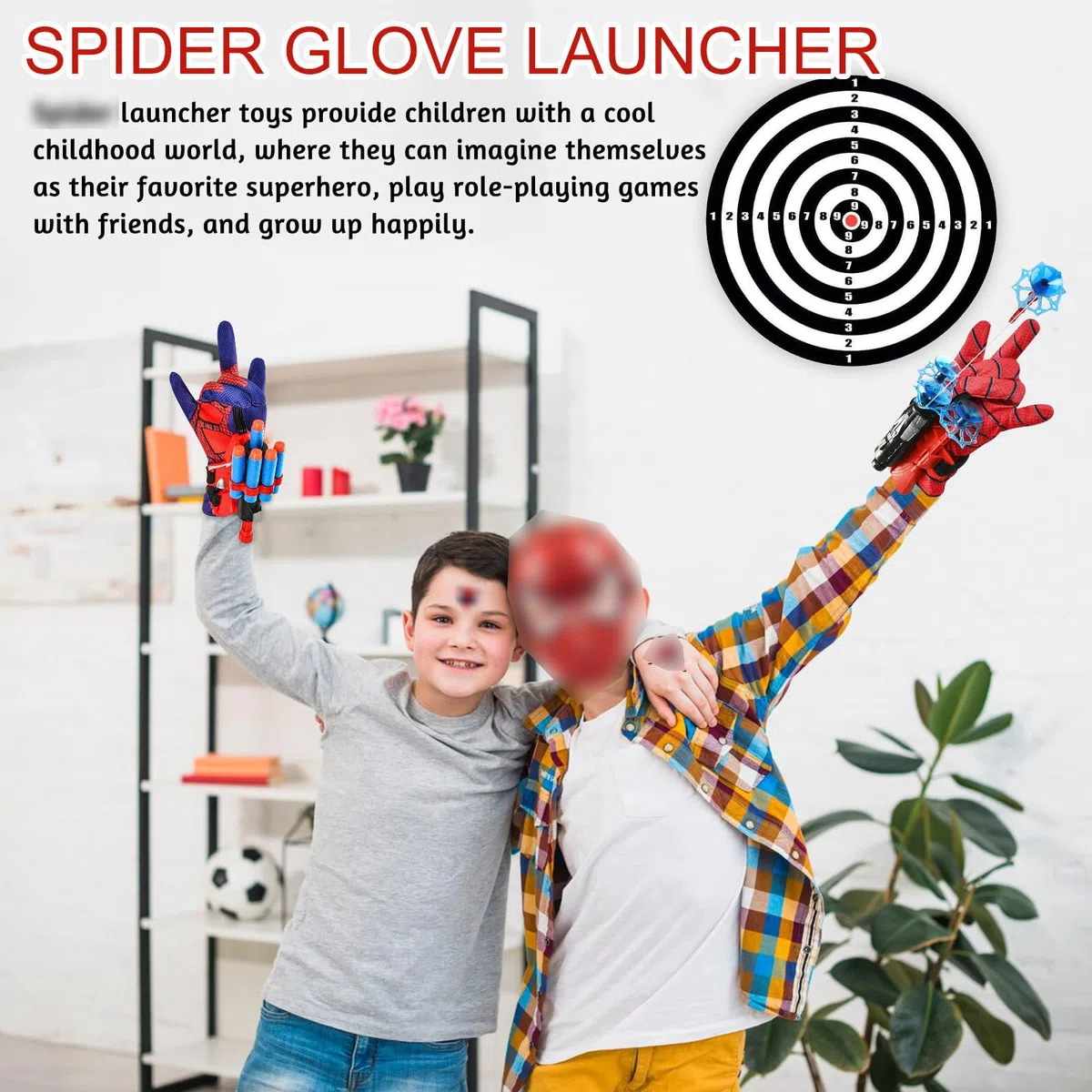 Set di 2 Guanti Spiderm per Bambino, Spara Ragnatele Spide-r con Launcher e Maschera, Giochi Spiderm, Giocattolo da Polso, Regalo Eroe per Feste e Compleanni, Giochi Bambini 3-10 Anni