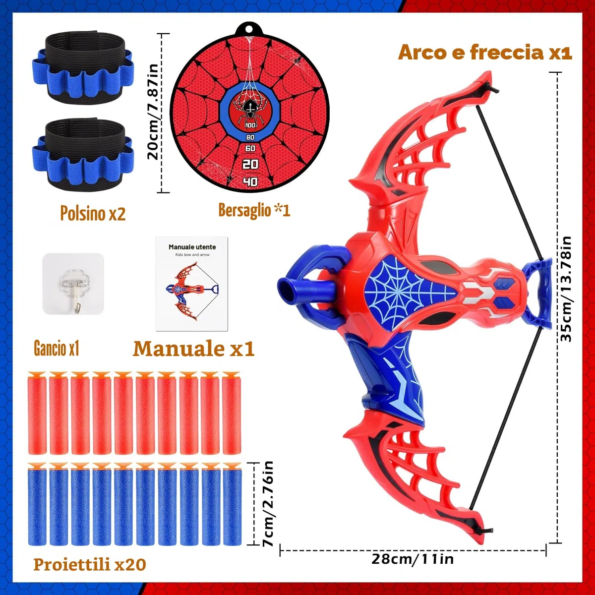Spider Giocattoli per Bambini 3 4 5 6 7 8 Anni Ragno Freccia e Arco Giocattoli 3-7 Anni Ragazzo Regalo 3-8 Anni Spider Giochi all'aperto per Bambini 3-8 Anni Giochi Bambini Regali Pasqua