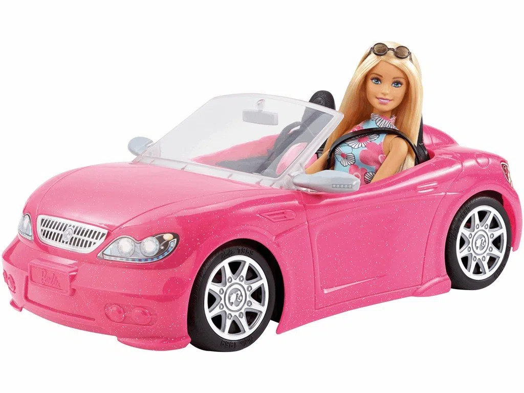 Barbie con Auto Cabrio, Playset con Bambola e Macchina Rosa, FPR57