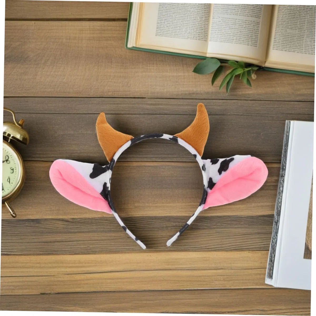 TOYANDONA 4pezzi Cerchietto per Capelli Forma di Mucca Corna e Orecchie Design Elastico per Feste Tema Cosplay e Spettacoli Adatto Tutte Testa