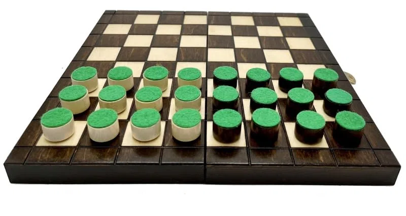 Un gioco di dama – Checkers 64 campi – Scacchiera pieghevole |25 x 25 cm| in legno & 24 Checkers |2 cm | – Checkers Set