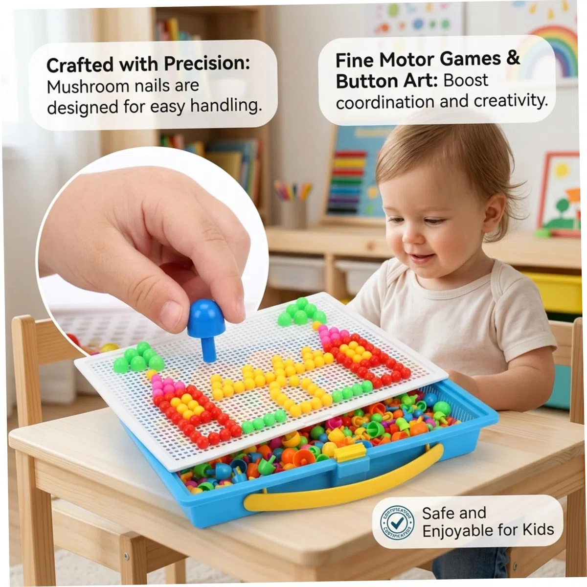 Set di tavolette creative da 592 pezzi con mollette colorate e motivi - Puzzle con mollette per bambini dai 3 ai 7 anni Giochi educativi per la motricità fine per l'apprendimento in età prescolare