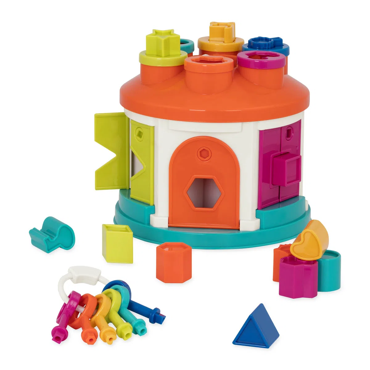 Battat – Casa del selezionatore di Forme – Giocattolo per ordinare Forme e Colori – Giocattolo per Lo Sviluppo – Gioco di Abbinamento dei Modelli – Tasti con codice Colore – 2 Anni +