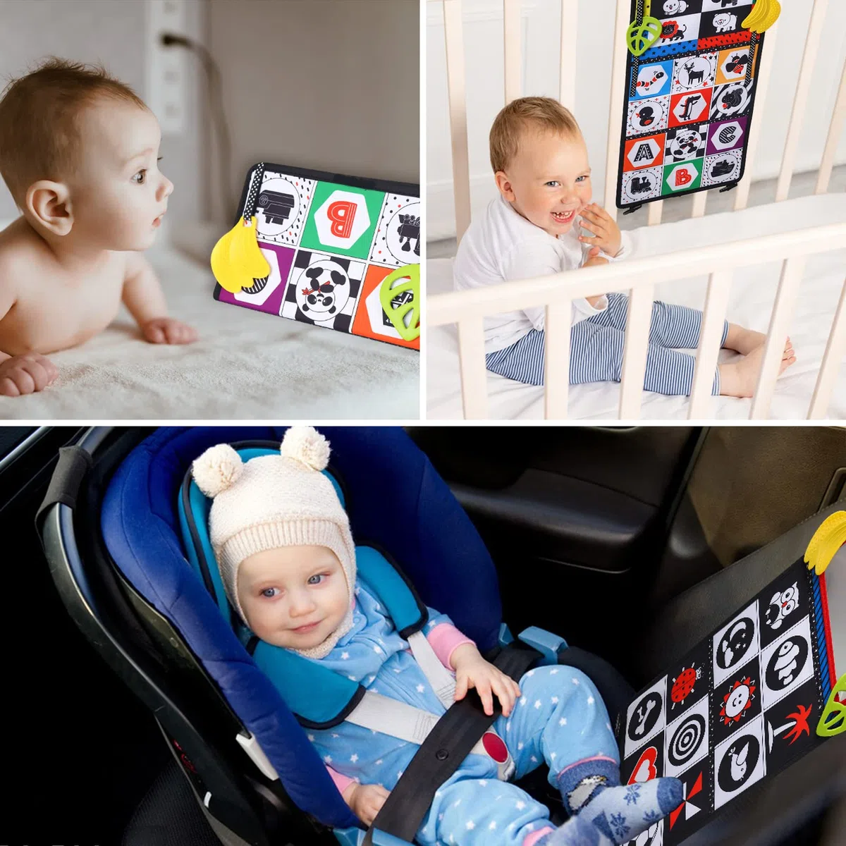 Giocattoli per Specchietti per la pancia per bebè, Specchio Montessori Neonati Libro Neonato Sensoriale Stoffa Giocattoli per Specchietti da Pavimento in Bianco e Nero per Bambini da 0 a 12 mesi