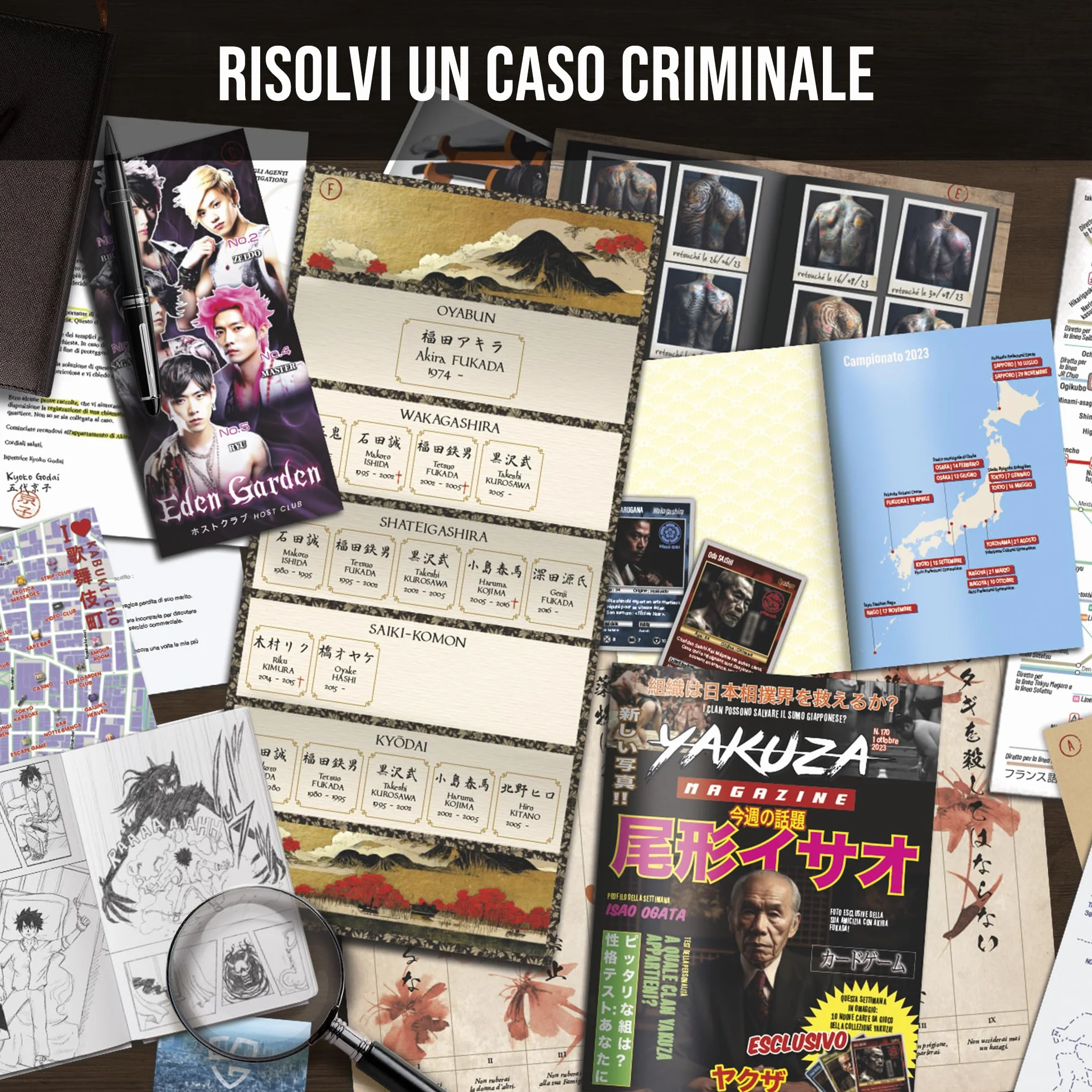 Platonia Games Profiler – Il Segreto degli Yakuzas: Chi ha ucciso Akira Fukada? Gioco investigativo tipo escape game – Dossier completo con enigmi e prove – 1-6 giocatori, 1h30-2h