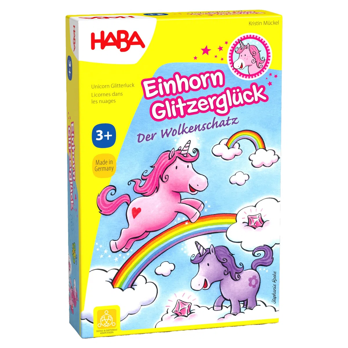 Haba 300123 - Gioco da tavola per bambini "Einhorn Glitzerglück", 3+ anni [Lingua tedesca]