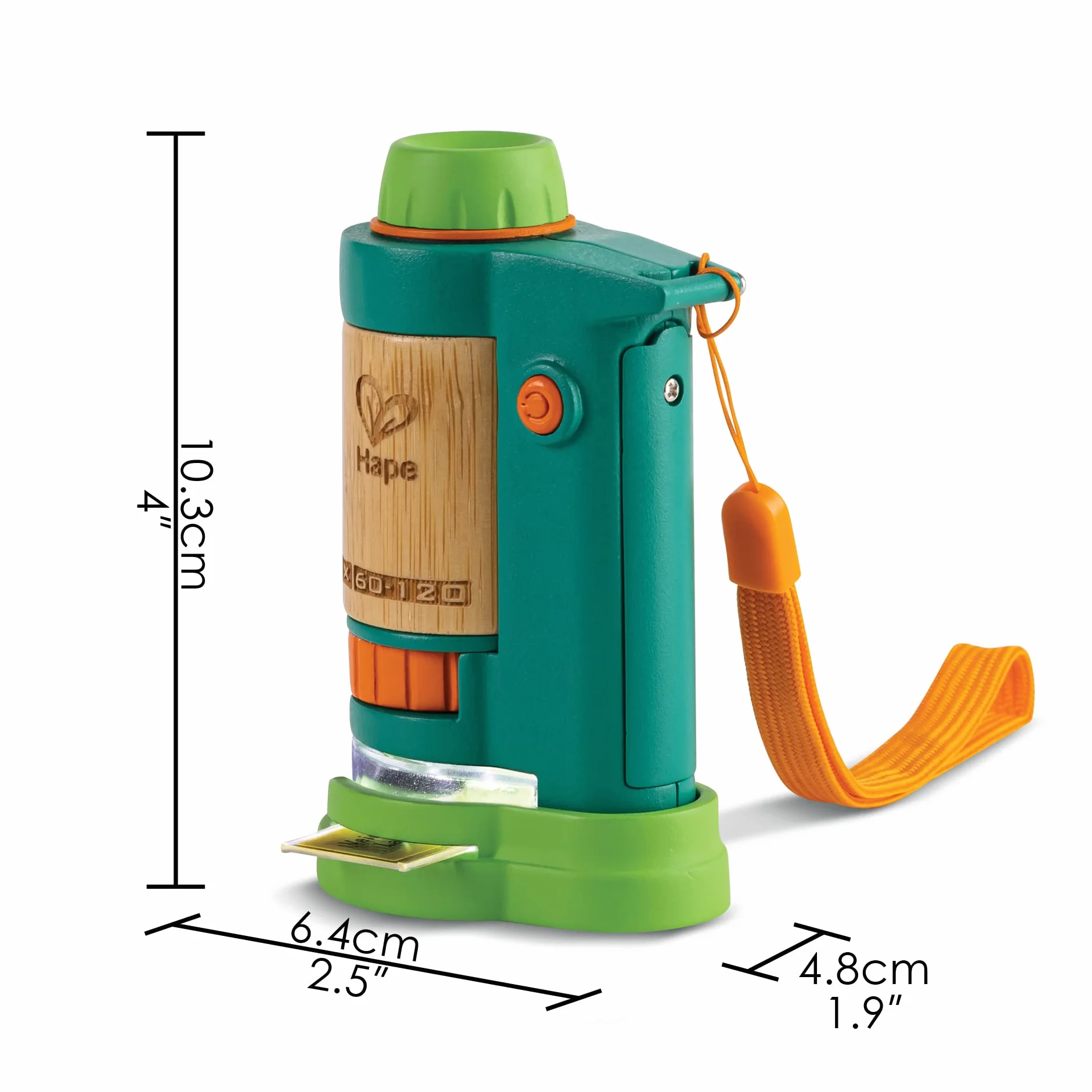 Hape Nature Fun - Microscopio portatile in materiali eco con 4 vetrini e ingrandimento fino a 120x - Adatto dai 4 anni in su