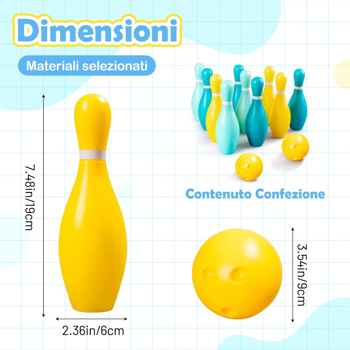 Baoblaze Set da Bowling per Bambini, Gioco per Famiglie, Giocattoli da Gioco al Coperto, Giochi Sportivi all'aperto per Lo Sviluppo Precoce, Giocattoli da Bowling all'Aperto