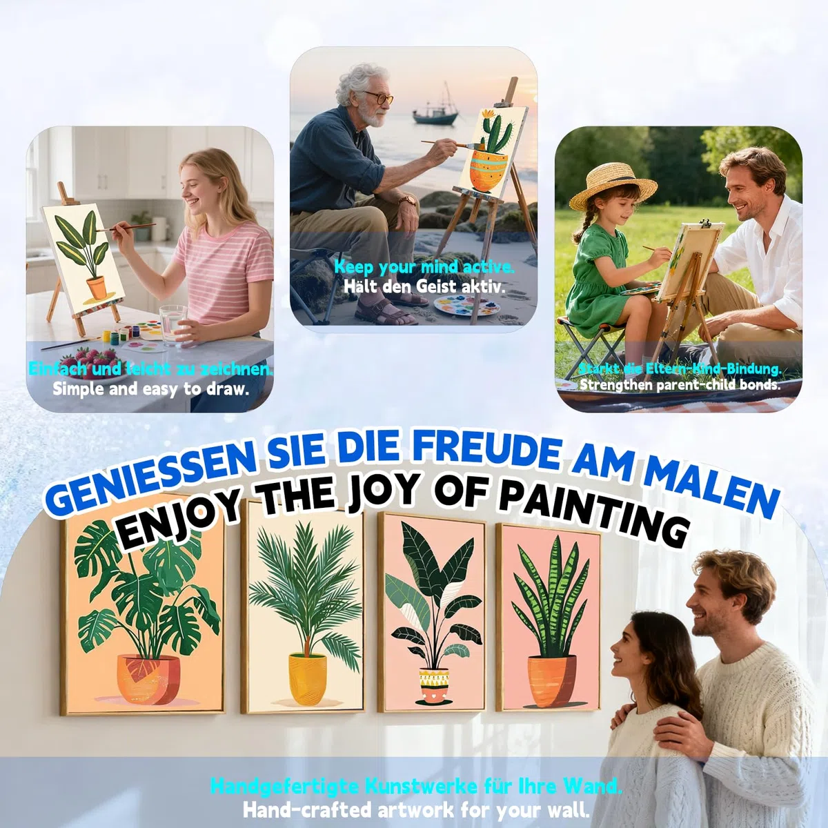 FURONGHUAK 6 Pezzi Dipingi con i Numeri per Adulti, Kit di Pittura acrilica Fai-da-Te per Adulti Principianti Facile su Tela,con Vernici e pennelli,20 x 30cm Senza Cornice
