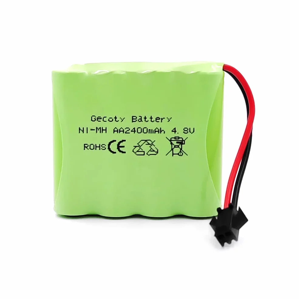 Batteria da 4,8 V, pacco batteria nimh da 2400 mAh, batteria ricaricabile RC con cavo di ricarica, spina SM 2P per camion RC 1:18, 1:16, 1:14, auto telecomandata, camion RC 4x4