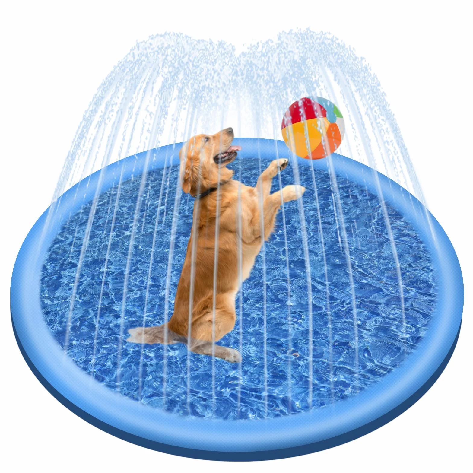 Jsdoin Piscina per cani, 100 cm, gonfiabile, pieghevole, ispessita, per esterni, giardino, spiaggia, cortile, giocattolo per cane, blu