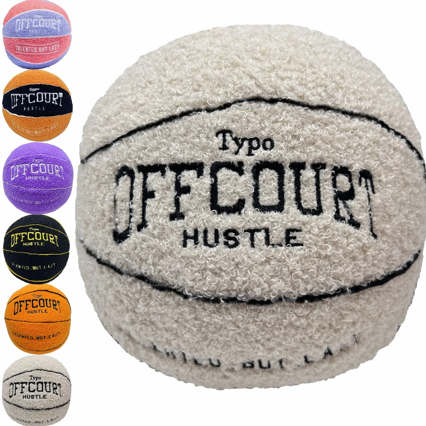 Offcourt Basketball Pillow, 25cm/9.5in Cuscino Basket Offcourt, Fluffy Soccerball Basketball Football Shaped Cuscino di Peluche, Sport Cuscini di Lancio, per Decorazione Camera