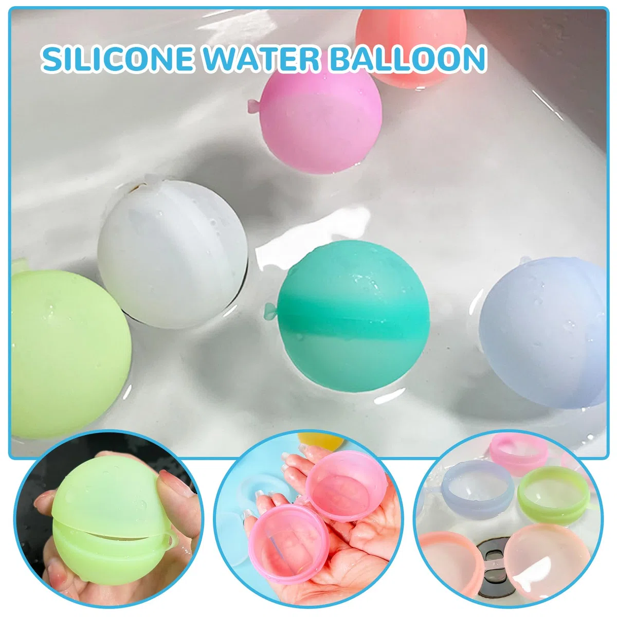 6 Pezzi Gavettoni Riutilizzabili, Palloncini da Acqua Riutilizzabili Riempimento Rapido, Bombe D'acqua Silicone per Bambini, Adulti, Combattimenti in Acqua, Spiaggia, Feste in Piscina, All'aperto
