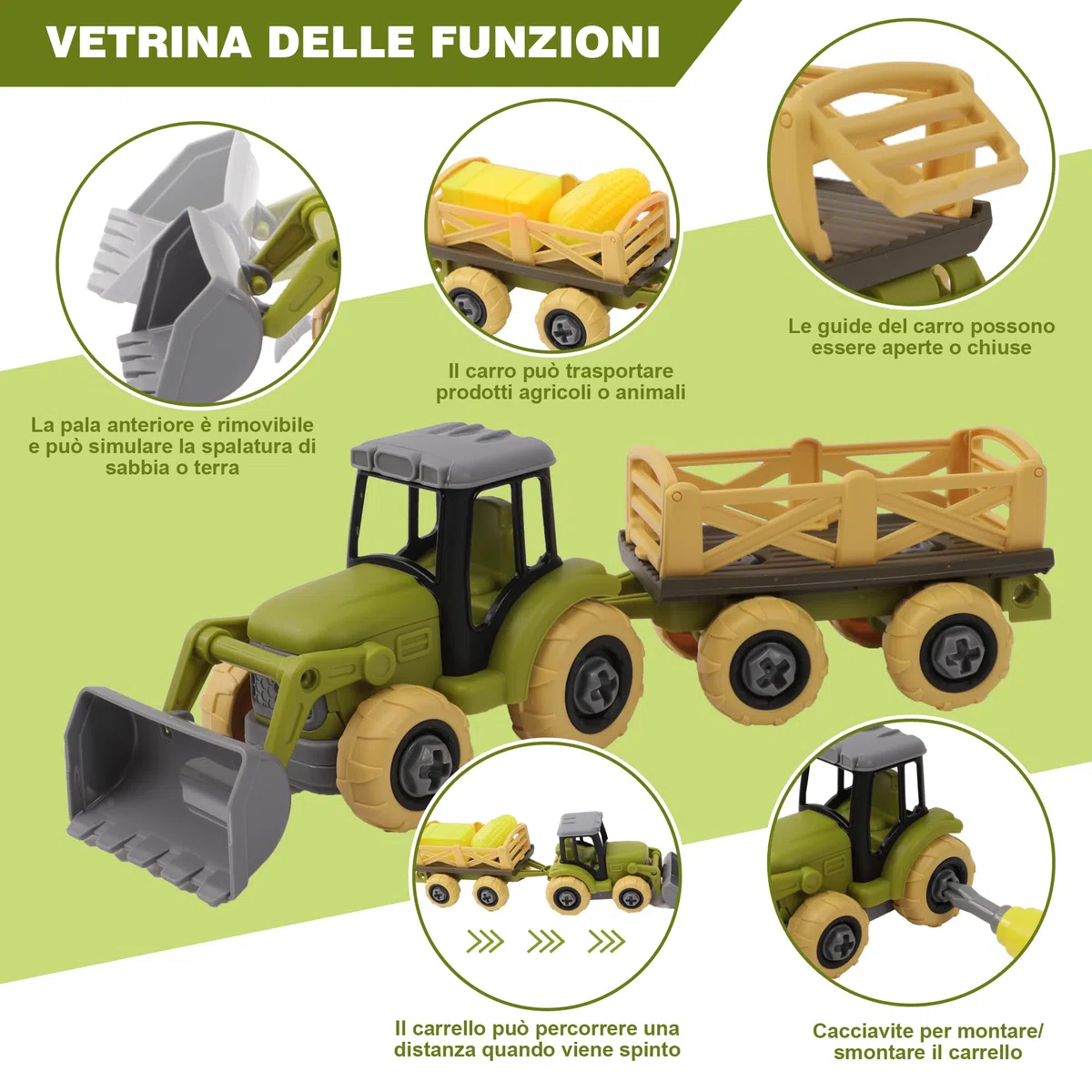 Herefun Set di Giochi della Fattoria con Trattore, Animali Fattoria per Bambini, Set di Giocattoli Animali della Fattoria, Fattoria Trattore Giocattolo, Giocattoli Educativi Regali Bambini 3 4 5+ anni