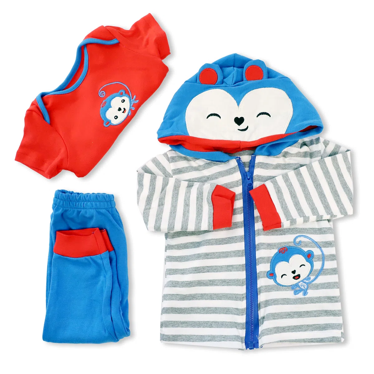 ZIYIUI Vestiti per Bambole per New Born Baby Doll, Cotone con Cappello per 18 "-22" Carino Vestiti Bambolotti (45-55 cm) (Scimmia blu)