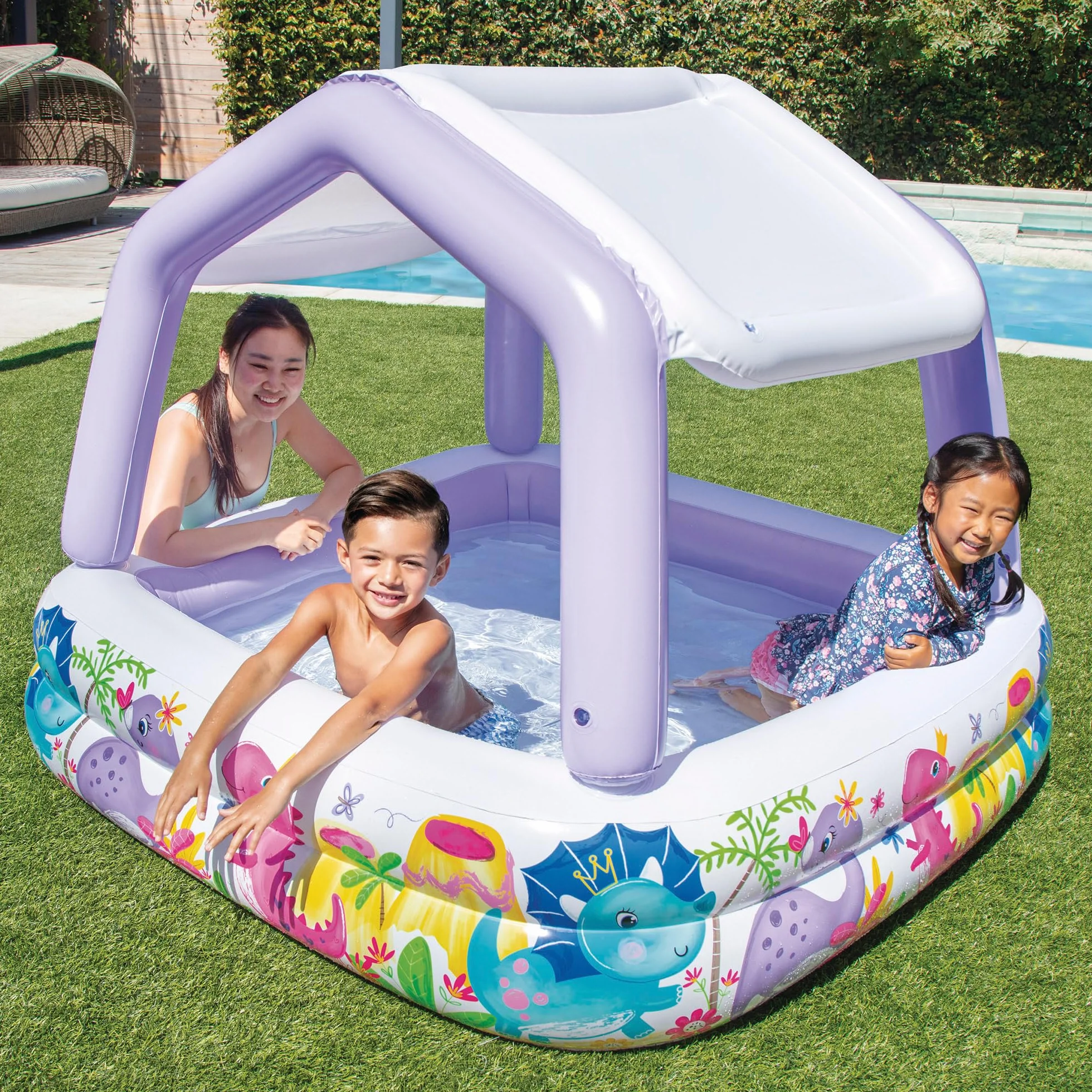 Intex 57470NP - Piscina Gonfiabile Acquario con Tettoia Removibile, Vinile, Multicolore, 157x157x122 cm