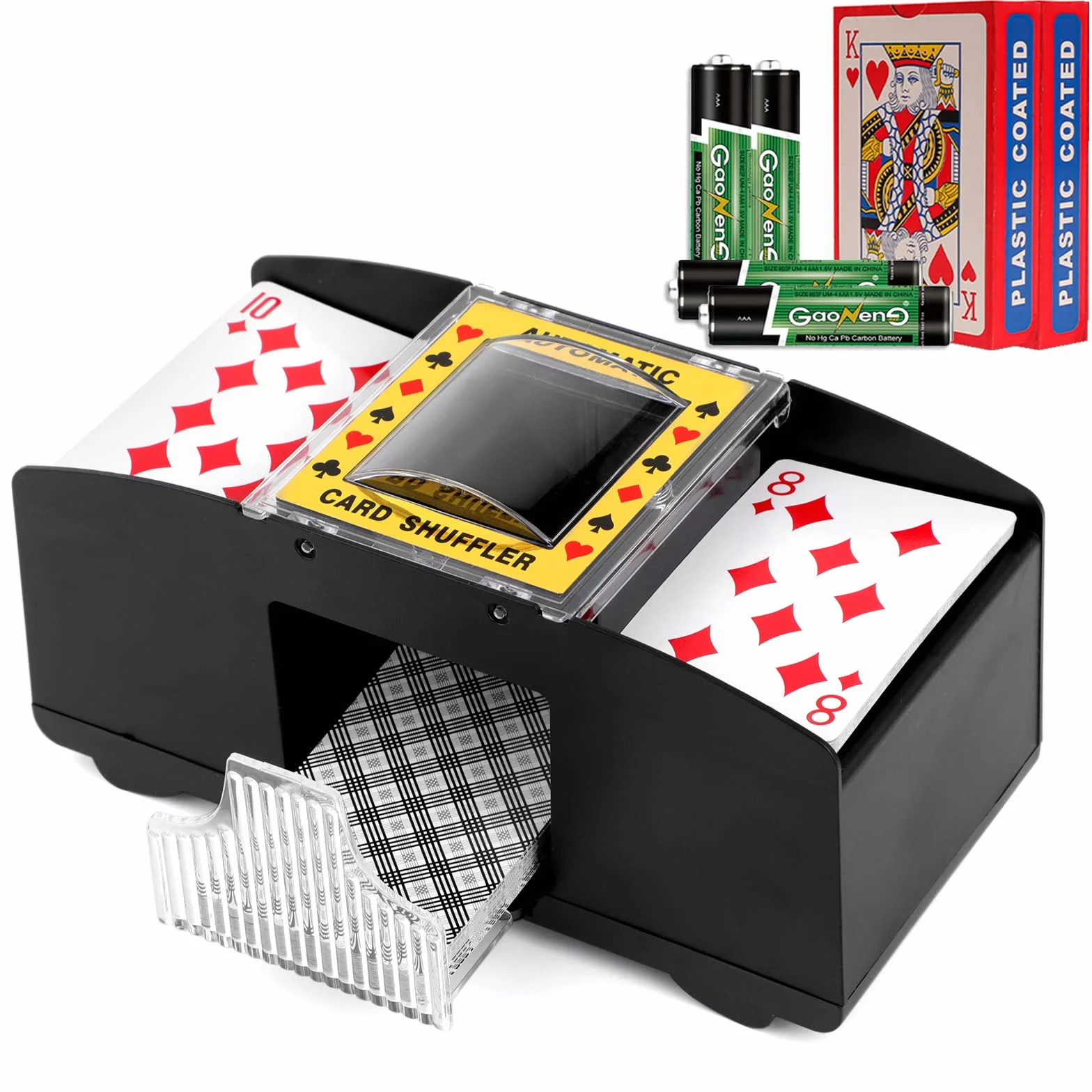 Distributore Carte Gioco Elettronico, Mischia Carte Automatico con Batteria e 2 Paia di Poker, Mescolatore Carte da Gioco per Uno, Poker, Burraco, Blackjack
