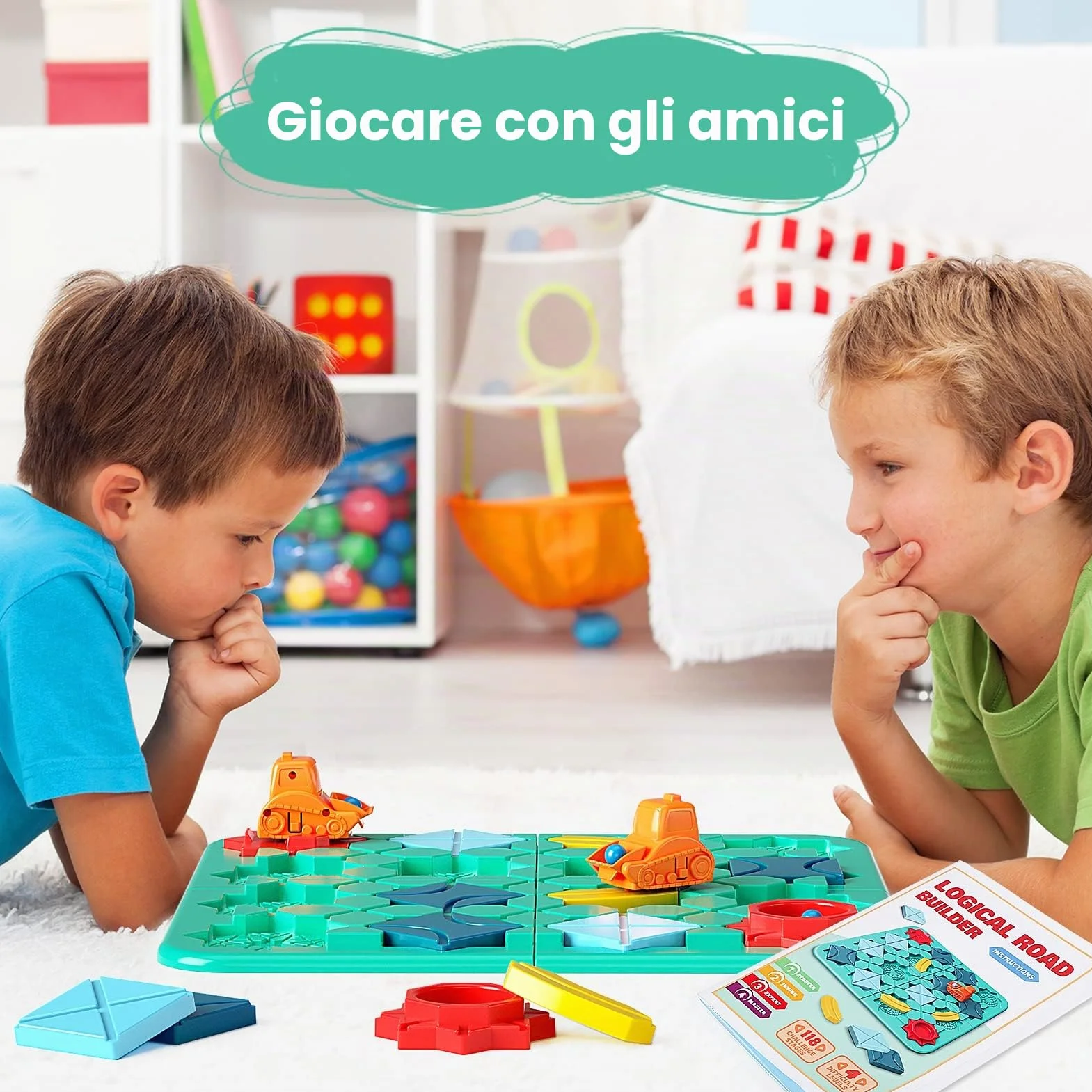 burgkidz Logico Puzzle Labirinto Giochi da Tavolo Costruttore di Strade con 118 Sfide, per Sviluppare la Logica Giocattoli per Bambini 4 5 6 7 8 Anni Ragazzi