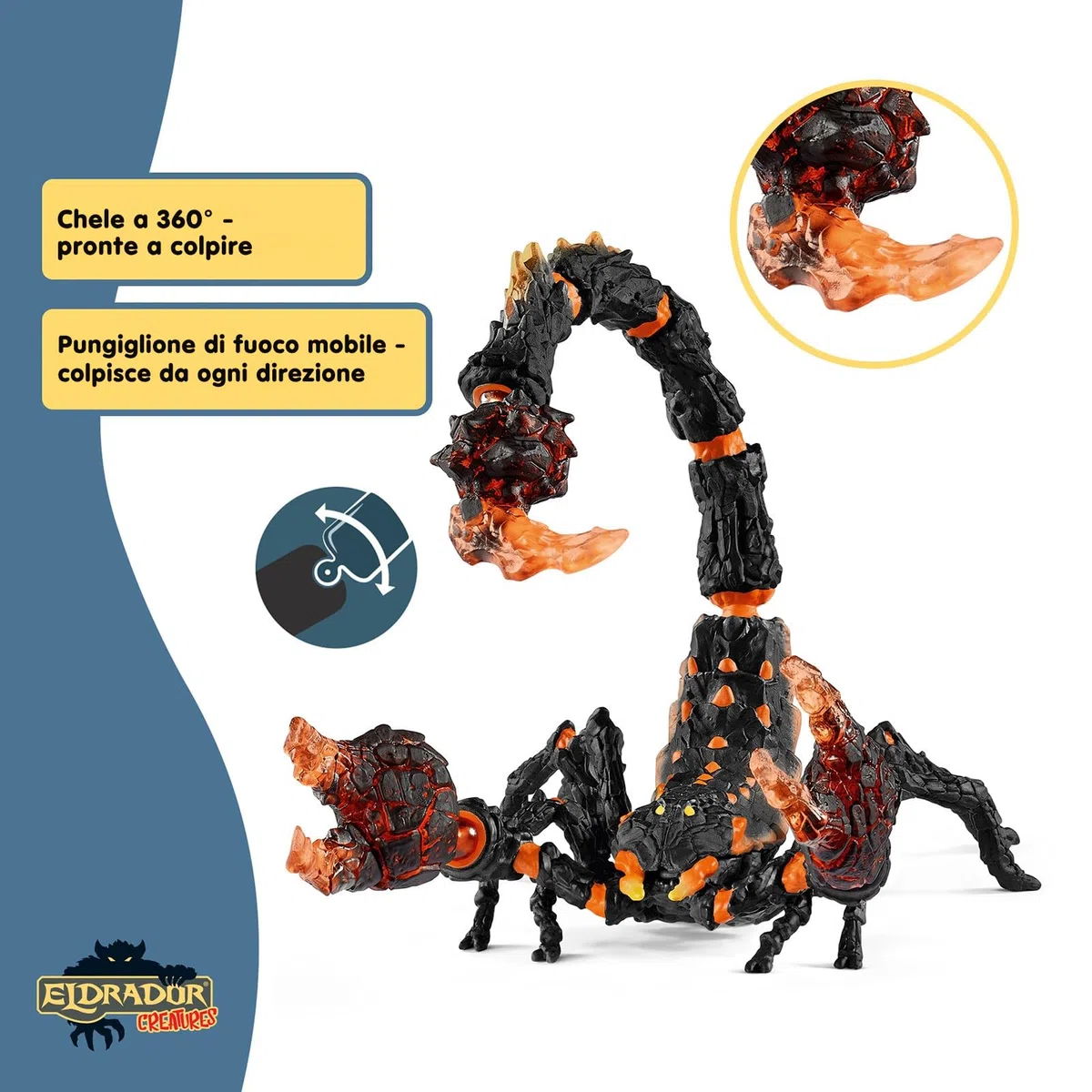 SCHLEICH ELDRADOR CREATURES | Scorpione di lava 70142 | Mostro ELDRADOR pinze mobili e coda velenosa | idea regalo per bambini | dai 7 anni | 21 x 14 x 14 cm