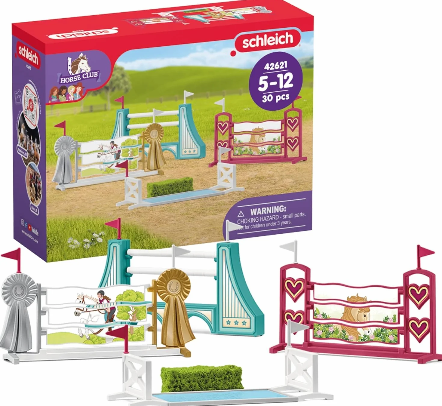 SCHLEICH HORSE CLUB | Ostacoli equestri 42612 | accessori modulari per allenamento e gara | giocattolo cavalli per bambini dai 5 anni | regalo per bambini | set da 30 pezzi