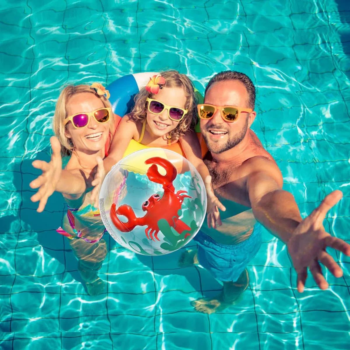 Palla Gonfiabile Spiaggia, Palla Gonfiabile Piscina, 2 Pezzi, Fenicottero E Granchio, per Bambini et Adulti, per Feste in Piscina in Spiaggia Estiva,Giocattoli da Spiaggia