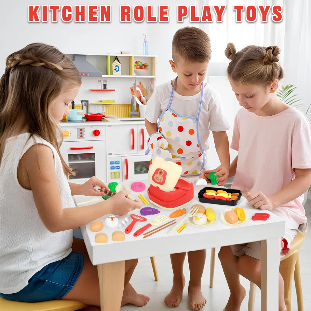 Accessori Giocattolo da Cucina per Bambini, Gioco di Ruolo da Chef, Giocattoli da Cucina con Pentole e Padelle, Adatto per Bambini e Bambine di 3 4 5 6 7 8 Anni