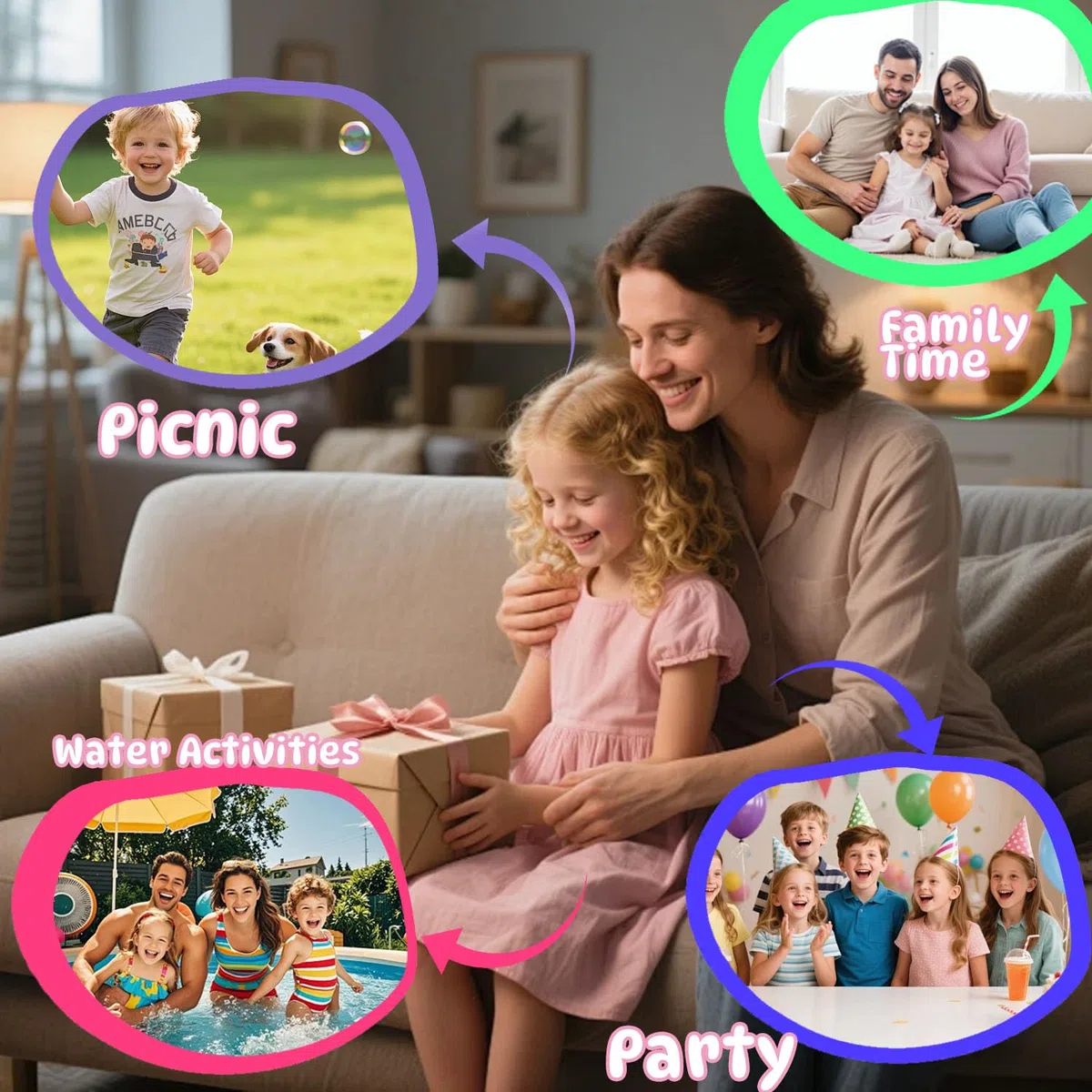 FFTANXS Set di 53 nanotape (5 cm x 3 m) + 50 pacchetti materiali deluxi, nano-band per alleviare lo stress e il divertimento, set di bolle per ragazze e ragazzi, feste (rosa + blu + bianco)