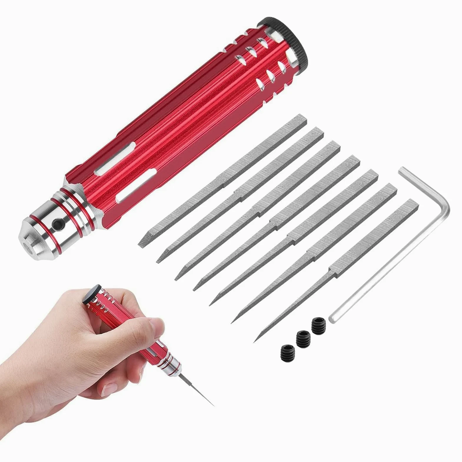 7 in 1 primo modello Scriber con 7 lame Gundam resina intagliato Scribe linea Chisel strumento di taglio (0.1/0.2/0.4/0.6/0.8/1.0/2.0mm) Rosso