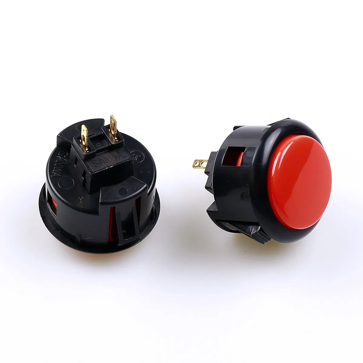 Sanwa 6 pezzi OBSF-30 Pulsante originale 30mm - per videogioco Arcade Jamma e console di gioco con joystick Arcade (Nero & Rosso) S@NWA