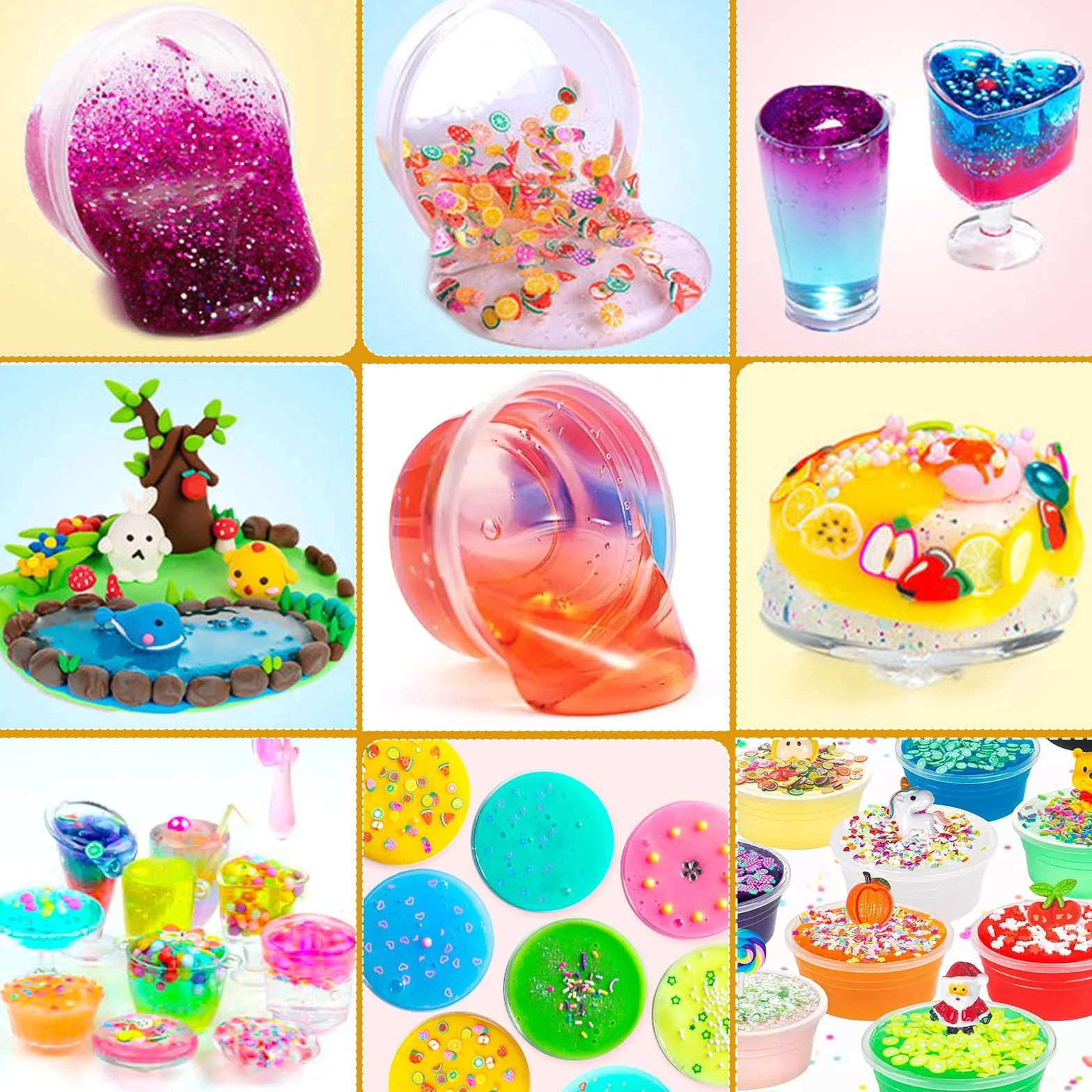 Purpledi p-shuijinni890 - Set di melma fai da te con 24 colori di cristallo e colla glitterata, sottile, per artigianato fai da te e regalo per bambini