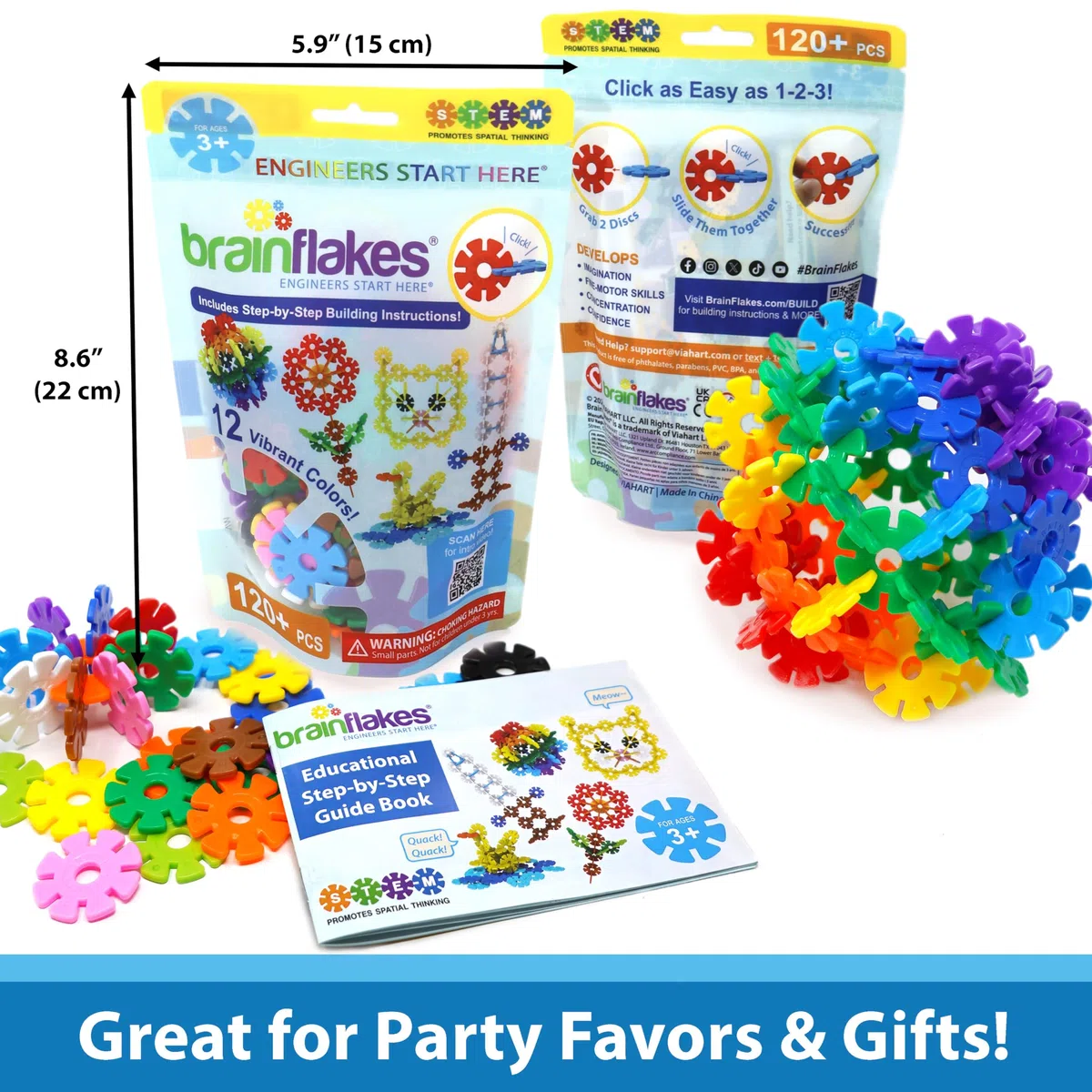 Brain Flakes Starter Set Multicolore (12 Colori) - 120 Pezzi - Sacchetto Richiudibile
