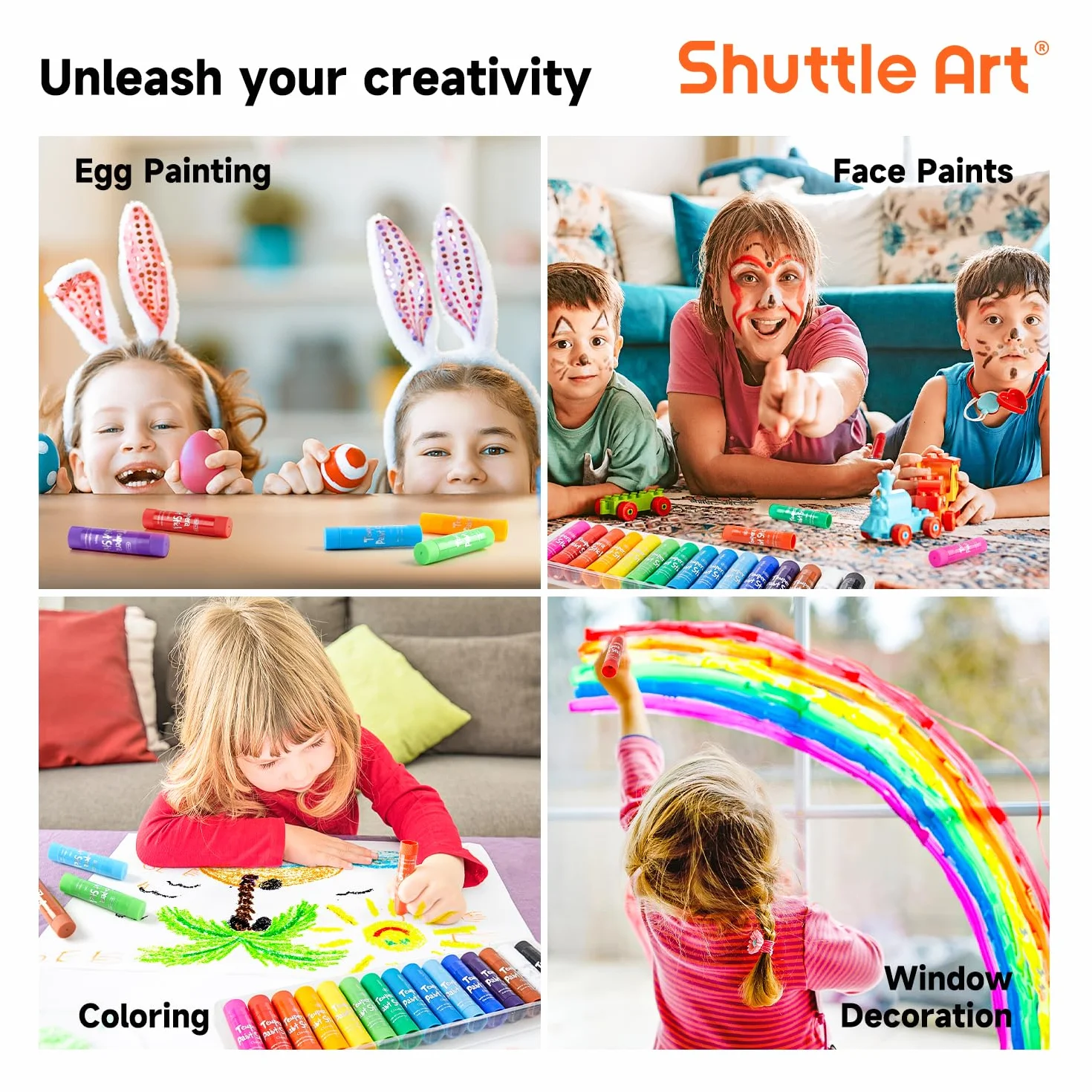 Bastoncini di vernice a tempera, 15 colori solidi per bambini, asciugatura super rapida, vernice lavabile, funziona alla grande su carta, legno, vetro, tela di ceramica