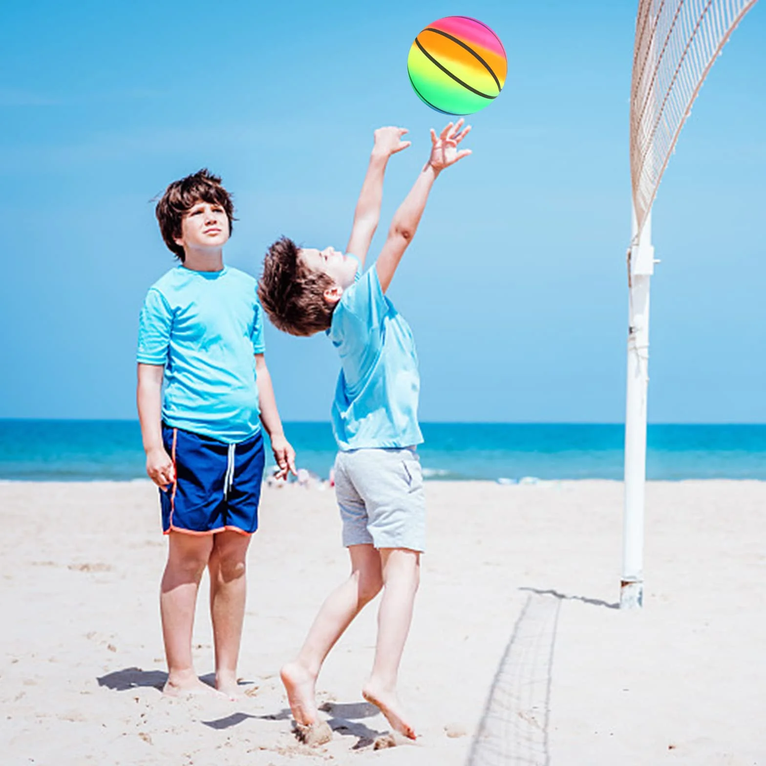 Gukasxi 3 Pezzi Palla Gonfiabile Spiaggia con pompa, Palline da Spiaggia Arcobaleno Palla Morbida PVC Bambini per Bambini Adulti Interni Esterni Spiaggia Piscina