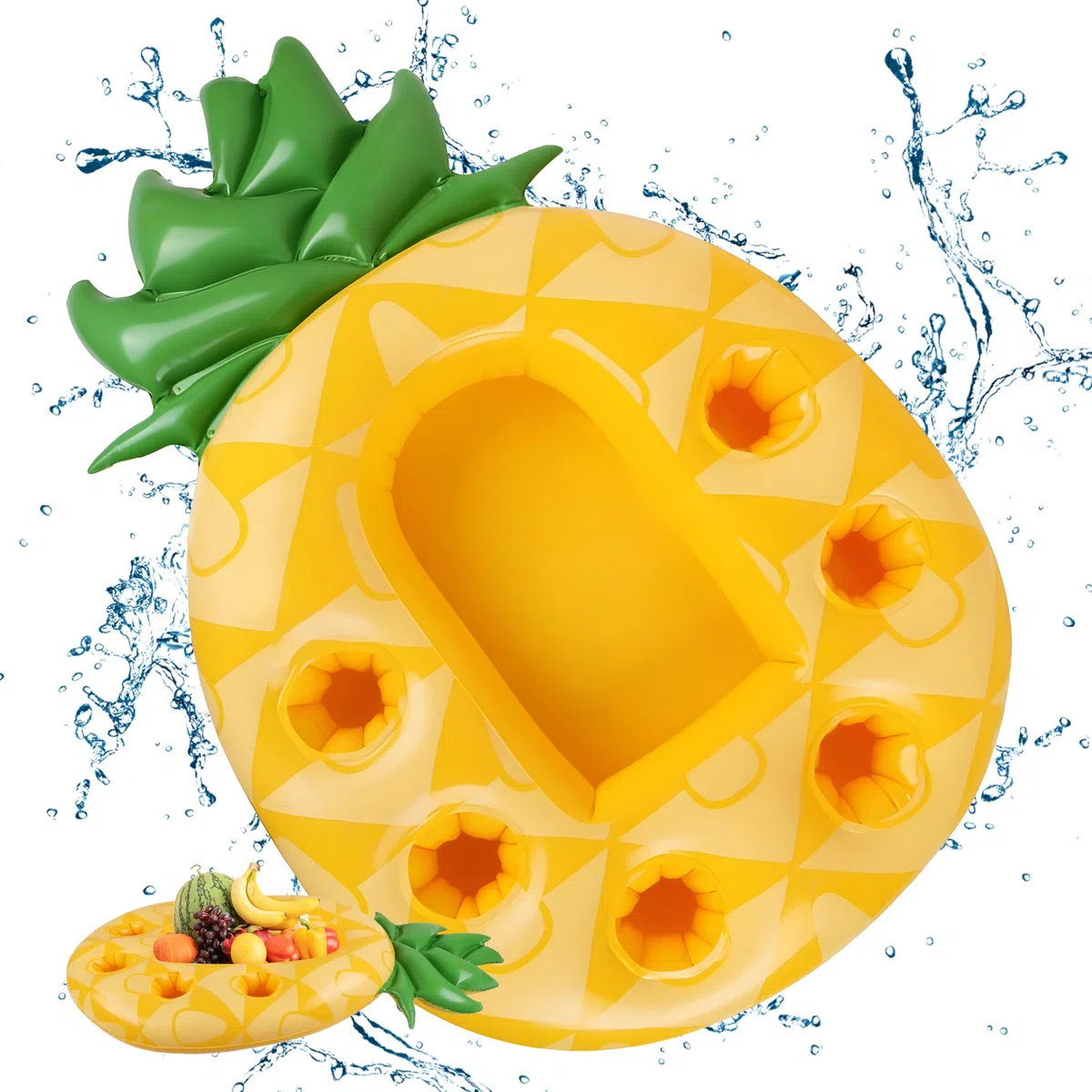 Ananas 7 Fori Portabevande Gonfiabile, yisight Piscina Gonfiabile, Portabicchieri Gonfiabili, Bar Piscina Portabottiglie, Galleggiante Porta Bevande, per l'Estate All'Aperto Piscina Spiaggia