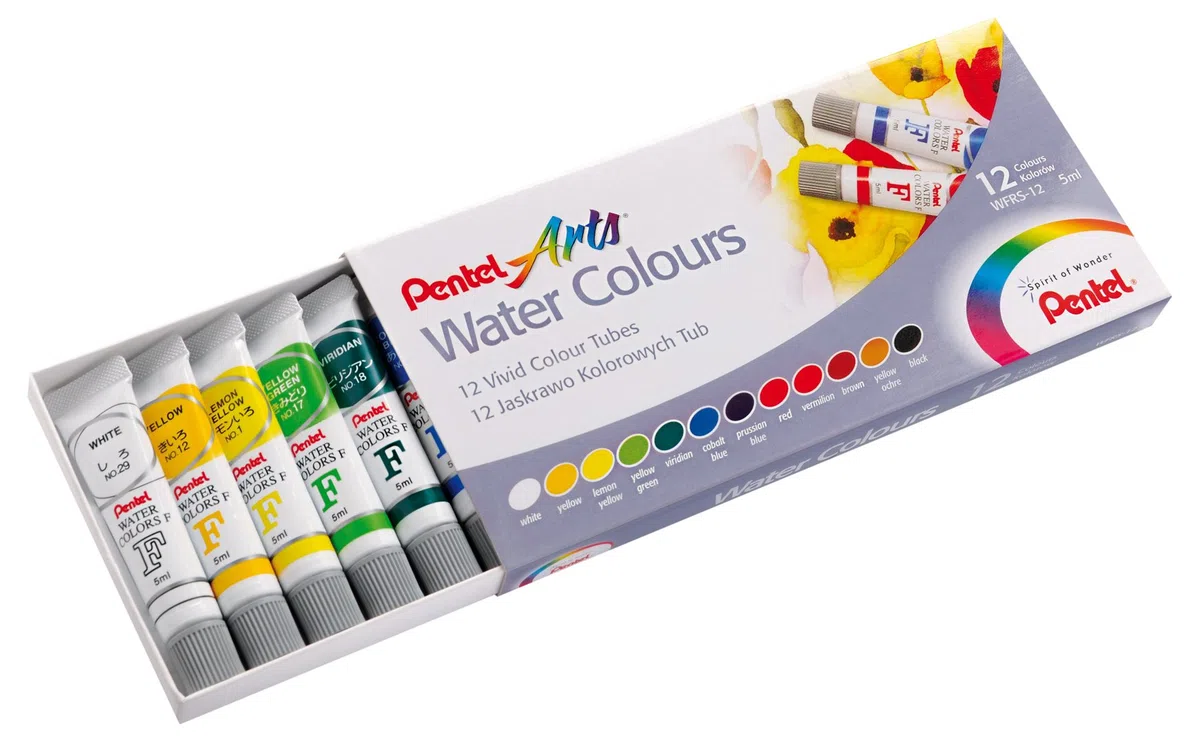 Pentel WFRS2-12 Acquerelli in Tubo da 12 colori, Multicolore