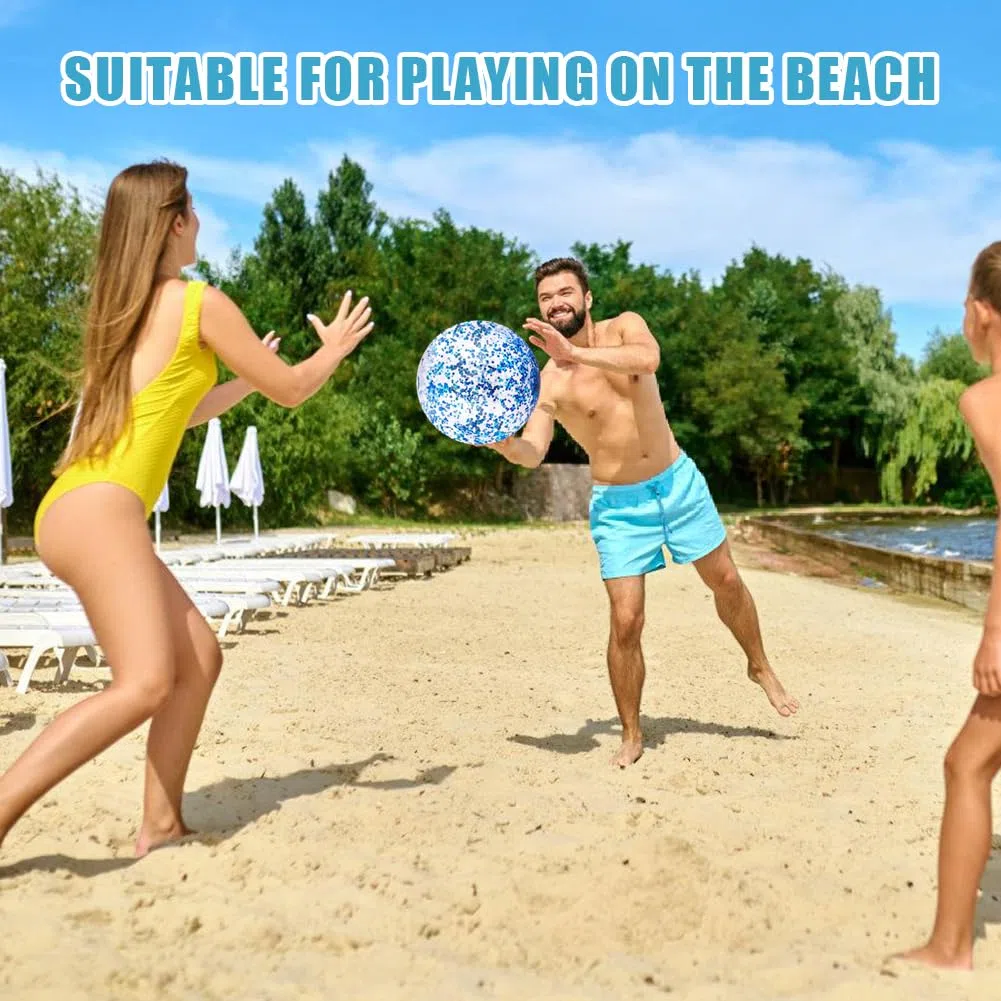 9 Pezzi Palle da Spiaggia, 8 Pollici Palloni da Spiaggia Gonfiabili, Glitterate Pallone da Spiaggia, Gonfiabile Palla da Piscina per Bambini Adulti Eestive all'aperto, Estiva, Spiaggia (Blu)