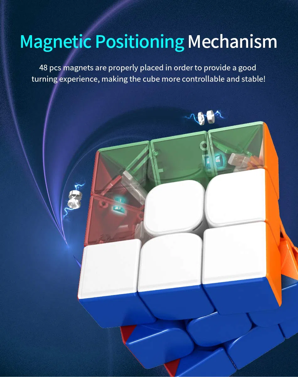 Bukefuno MoYu RS3M 2020 - Cubo magnetico 3x3 Speed, cubo magico MoYu RS3M 3x3x3, senza adesivi, MFJS Puzzle Velocità RS3 M