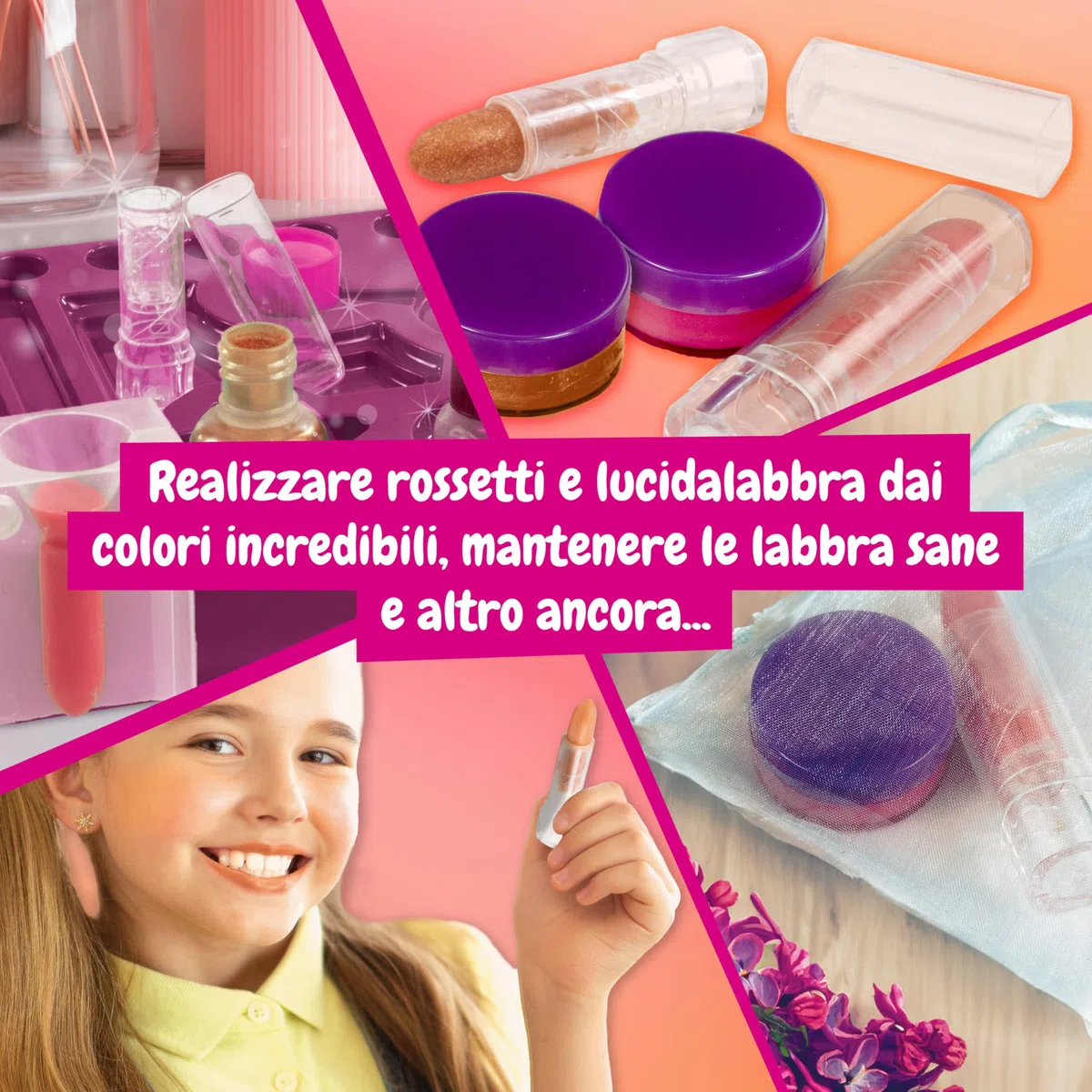 Science4you Kit per la Creazione di Rossetti e Lucidalabbra per Bambine – Crea i Tuoi Lucidalabbra, Rossetti - 7 Attività di Bellezza per Bambini Incluse, Regalo Originale per Bambina 8 9 10 11+